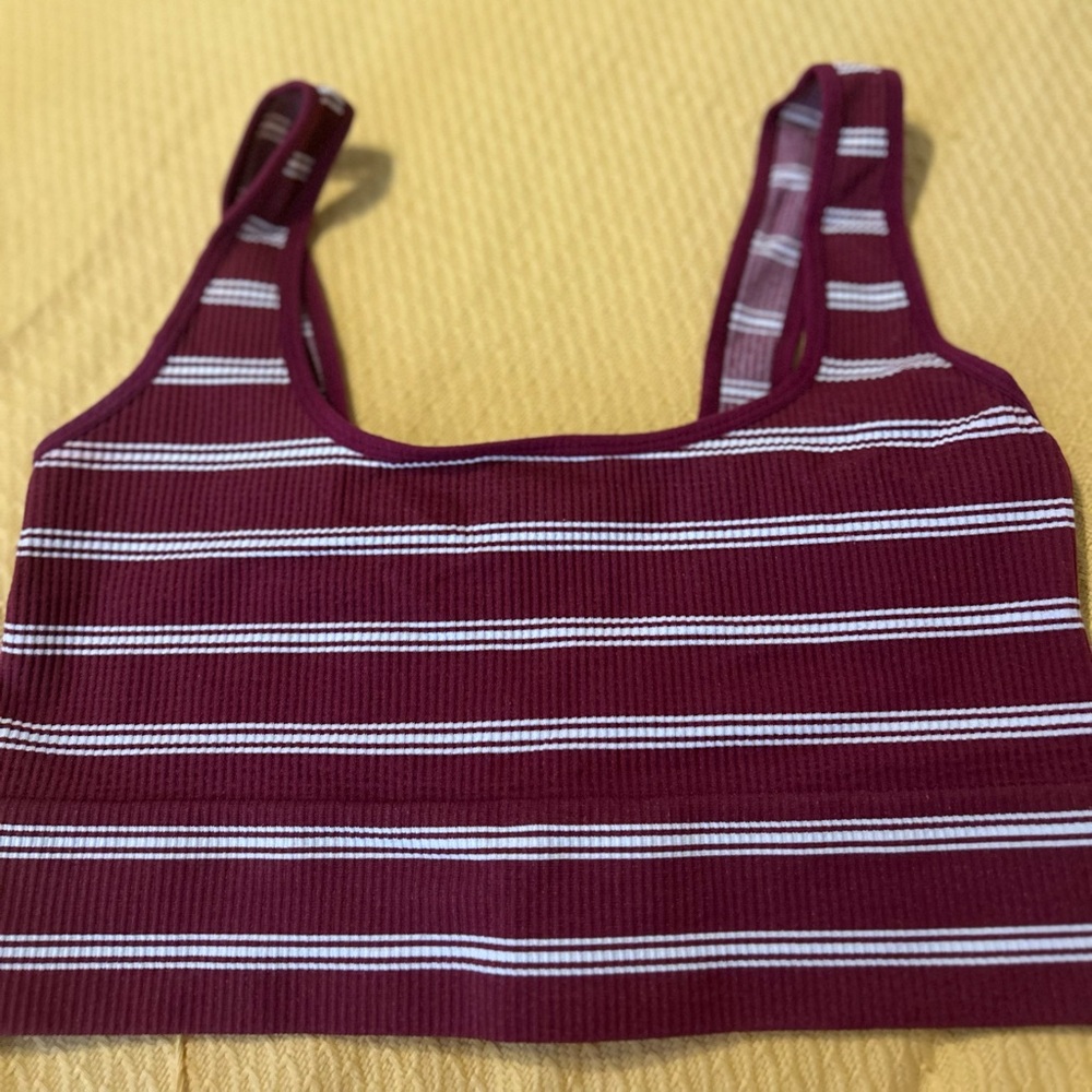 No Boundaries Burgundy and White Striped Top